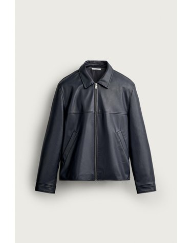 자라 레귤러핏 레더 이펙트 집업 자켓 3833/420/401 NAVY BLUE