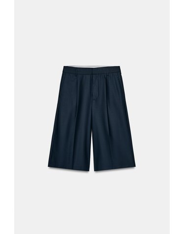 자라 플리츠 스트레이트 버뮤다 팬츠 3067/506/401 NAVY BLUE