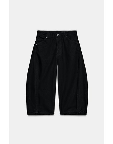 자라 캐럿핏 데님 버뮤다 팬츠 8246/251/800 BLACK