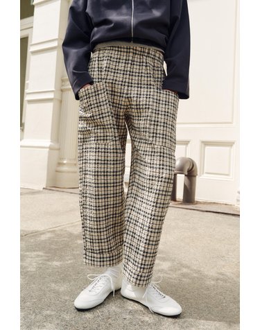 자라 체크 크롭 밴딩 와이드 팬츠 1608/258/718 SAND/BROWN