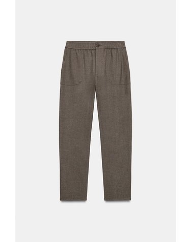자라 크롭 미드라이즈 밴딩 팬츠 1478/525/719 BROWN VIGORE