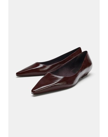 자라 페이턴트 블록힐 슈즈 1527/810/022 BURGUNDY RED