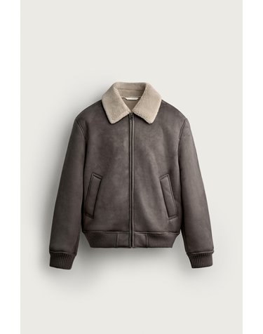 자라 시어링 칼라 집업 블루종 재킷 6318/460/832 TAUPE GREY