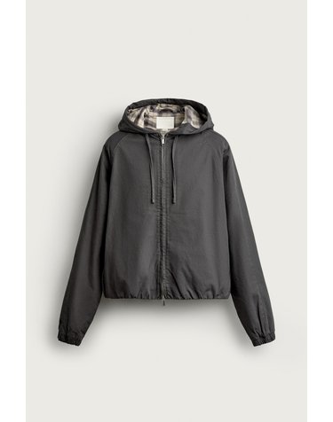 자라 체크 안감 후드 경량 패딩 자켓 6987/341/819 BLUE GREY