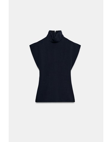 자라 하이넥 민소매 인터락 탑 2335/656/422 DARK NAVY