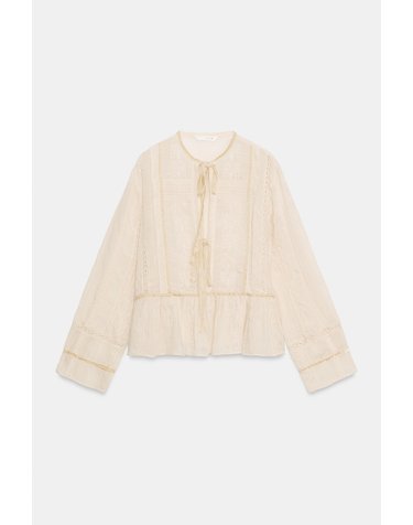 자라 레이스 러플 비스코스 블라우스 7521/266/710 BEIGE