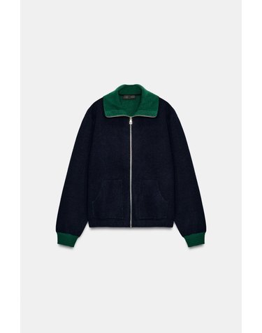 자라 집업 하이넥 니트 가디건 9598/001/401 NAVY BLUE