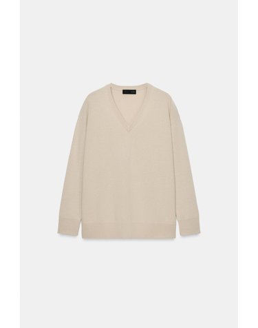 자라 오버사이즈 울 V넥 니트 스웨터 2893/125/804 PEARL GREY