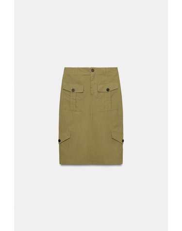 자라 플랩 포켓 미디 카고 스커트 1255/582/505 KHAKI