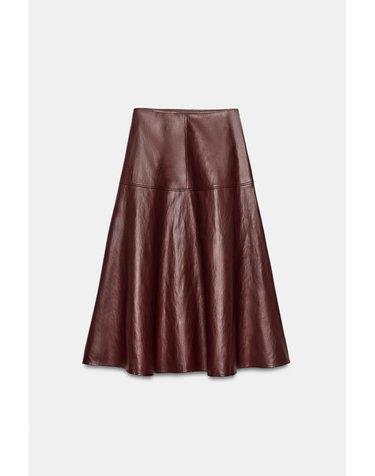 자라 A라인 레이어드 미디 스커트 4387/292/681 BURGUNDY