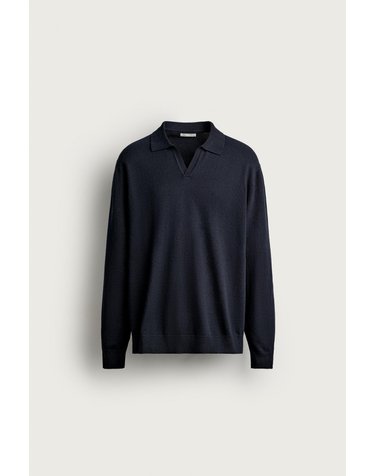 자라 레귤러핏 니트 긴팔 폴로셔츠 3920/575/401 NAVY BLUE