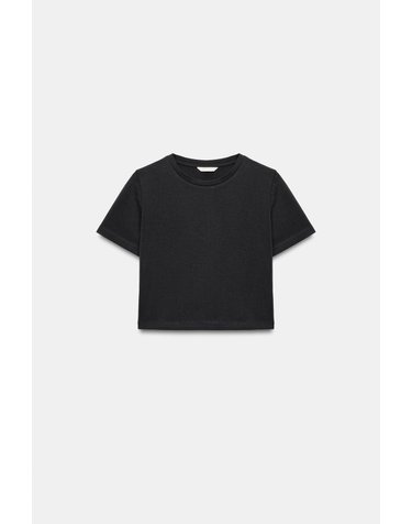 자라 크롭 슬림핏 라운드넥 반팔 티셔츠 2335/299/835 DARK CHARCOAL GREY