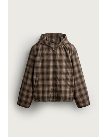 자라 체크 패딩 후드 집업 자켓 3411/380/700 BROWN