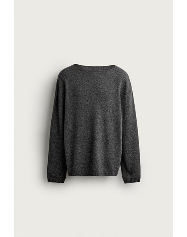 자라 보트넥 울 블렌드 니트 스웨터 0158/300/801 ANTHRACITE GREY