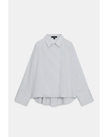 자라 스트라이프 랩 더블버튼 긴팔 셔츠 1378/881/400 BLUE