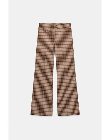 자라 체크 플랩 포켓 와이드 팬츠 4661/519/083 BEIGE-BROWN