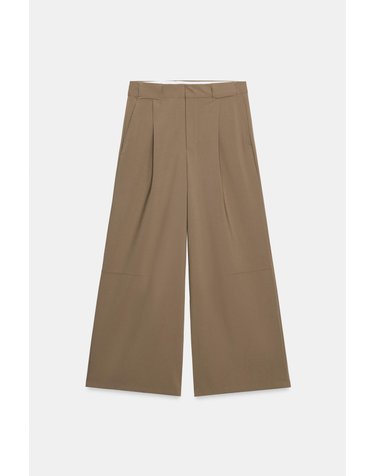 자라 플리츠 탑스티치 와이드 팬츠 1255/543/183 BEIGE