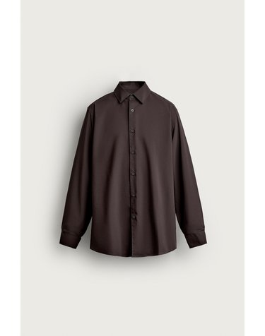 자라 슬림핏 레귤러 칼라 긴팔 셔츠 4408/147/716 DARK BROWN