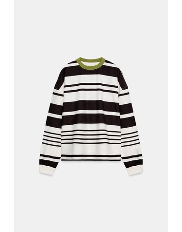 자라 스트라이프 배색 긴팔 티셔츠 1044/634/017 BROWN/WHITE
