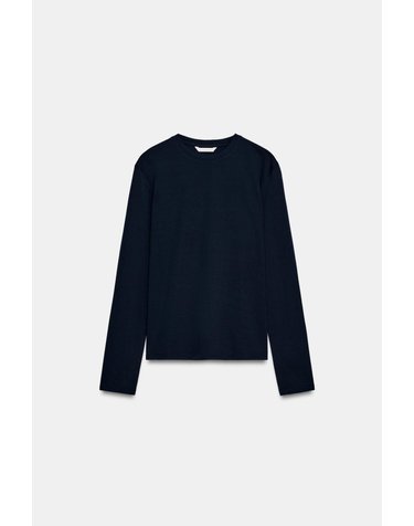 자라 레귤러핏 라운드넥 긴팔 티셔츠 4174/639/401 NAVY BLUE