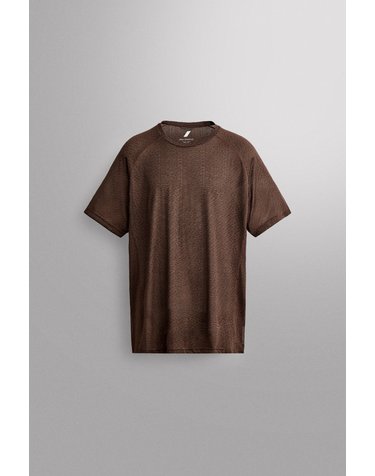 자라 테크니컬 텍스처 반팔 러닝 티셔츠 4387/374/700 BROWN