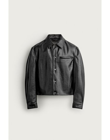자라 크롭 레더 이펙트 오버셔츠 3715/809/800 BLACK