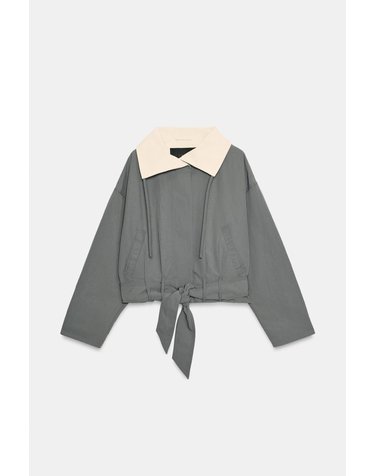 자라 벨티드 배색 칼라 자켓 3918/242/809 MID-GREY