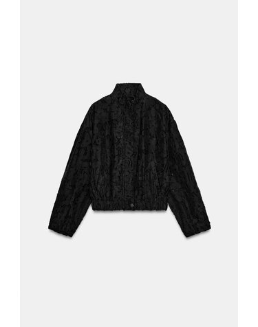 자라 드보레 플로럴 하이넥 봄버 자켓 8741/380/800 BLACK