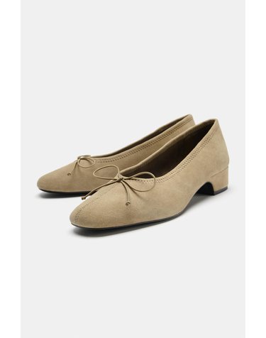 자라 스웨이드 블록힐 발레리나 플랫 2250/810/107 SAND BROWN