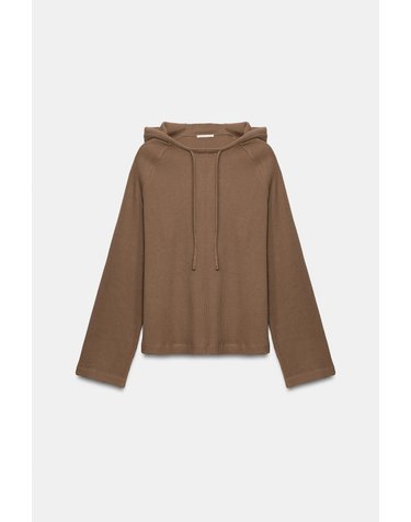 자라 와플 니트 드로스트링 후드티 4174/833/737 BROWN / TAUPE