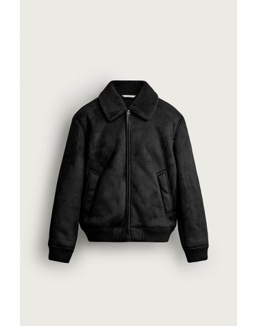 자라 페이크 샤링 칼라 집업 블루종 자켓 6318/460/800 BLACK