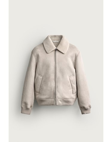 자라 페이크 시어링 집업 블루종 자켓 6318/460/811 LIGHT GREY