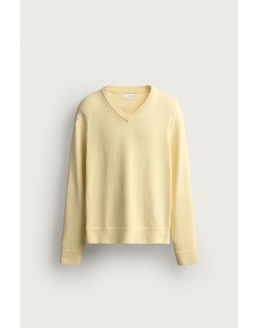 자라 릴렉스핏 브이넥 코튼 니트 스웨터 4696/307/300 YELLOW
