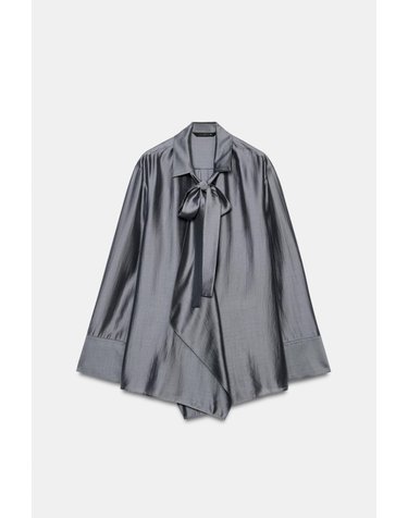 자라 타이넥 플루이드 긴팔 블라우스 4786/278/922 DARK GREY