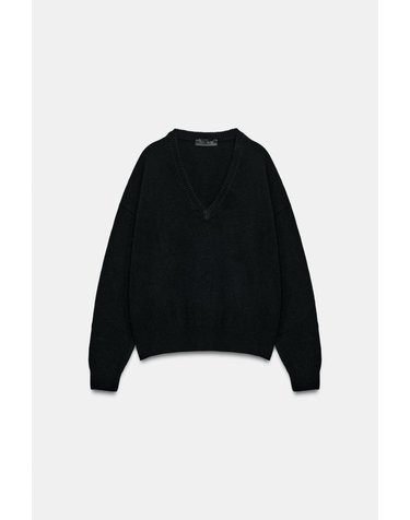 자라 캐시미어 울 브이넥 니트 스웨터 6771/117/800 BLACK