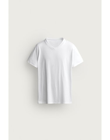 자라 릴렉스핏 브이넥 반팔 티셔츠 4805/329/250 WHITE