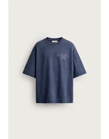 자라 워싱 프린트 릴렉스핏 반팔 맨투맨 4374/330/481 NAVY