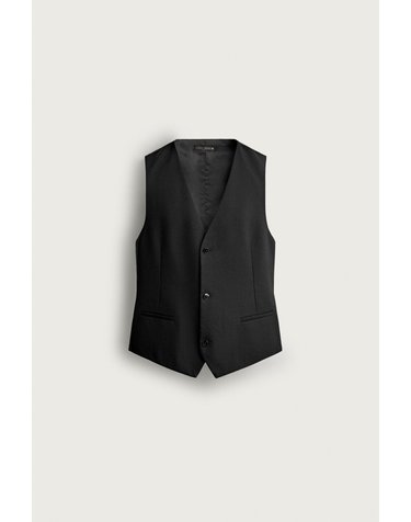 자라 울 혼방 브이넥 버튼 베스트 4434/722/800 BLACK