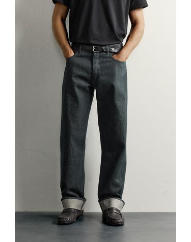 자라 셀비지 스트레이트핏 턴업 청바지 3991/344/485 BLUE / GREY