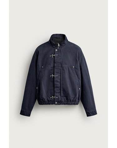 자라 릴렉스핏 메탈 클래스프 면 자켓 4302/370/401 NAVY BLUE