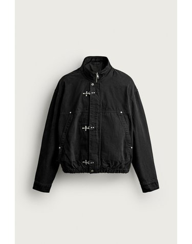 자라 릴렉스핏 메탈 클래스프 면 자켓 4302/370/800 BLACK