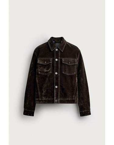 자라 벨벳 워시드 크롭 데님 자켓 8491/801/700 BROWN