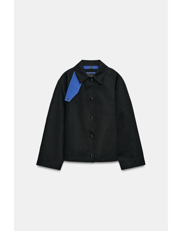 자라 배색 이너 코튼 블렌드 자켓 3811/249/800 BLACK