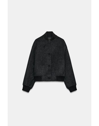 자라 울 혼방 하이칼라 봄버 자켓 7522/259/922 DARK GREY