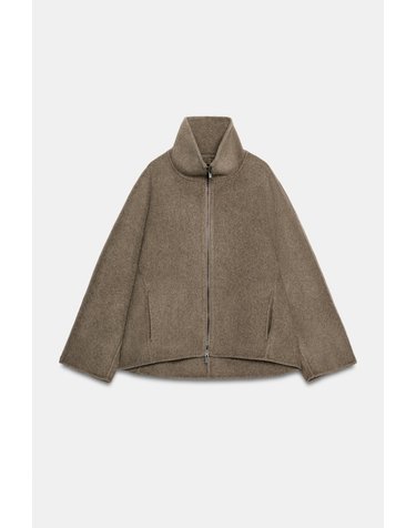 자라 울 혼방 하이넥 숏 코트 8491/242/737 BROWN / TAUPE