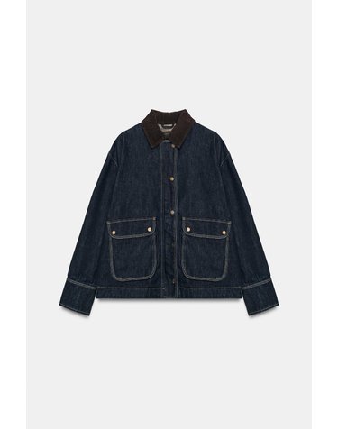 자라 코듀로이 칼라 데님 자켓 7147/233/407 BLUE