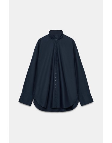 자라 하이넥 오버핏 코튼 긴팔 셔츠 4786/271/401 NAVY BLUE