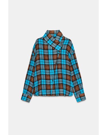 자라 체크 랩 하이넥 긴팔 셔츠 7962/139/049 BROWN-BLUE