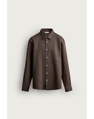 자라 스트라이프 릴렉스핏 긴팔 셔츠 3980/318/716 DARK BROWN