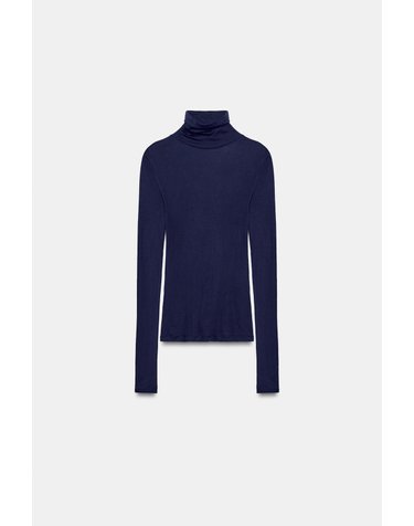 자라 수피마 하이넥 긴팔 티셔츠 0858/772/401 NAVY BLUE